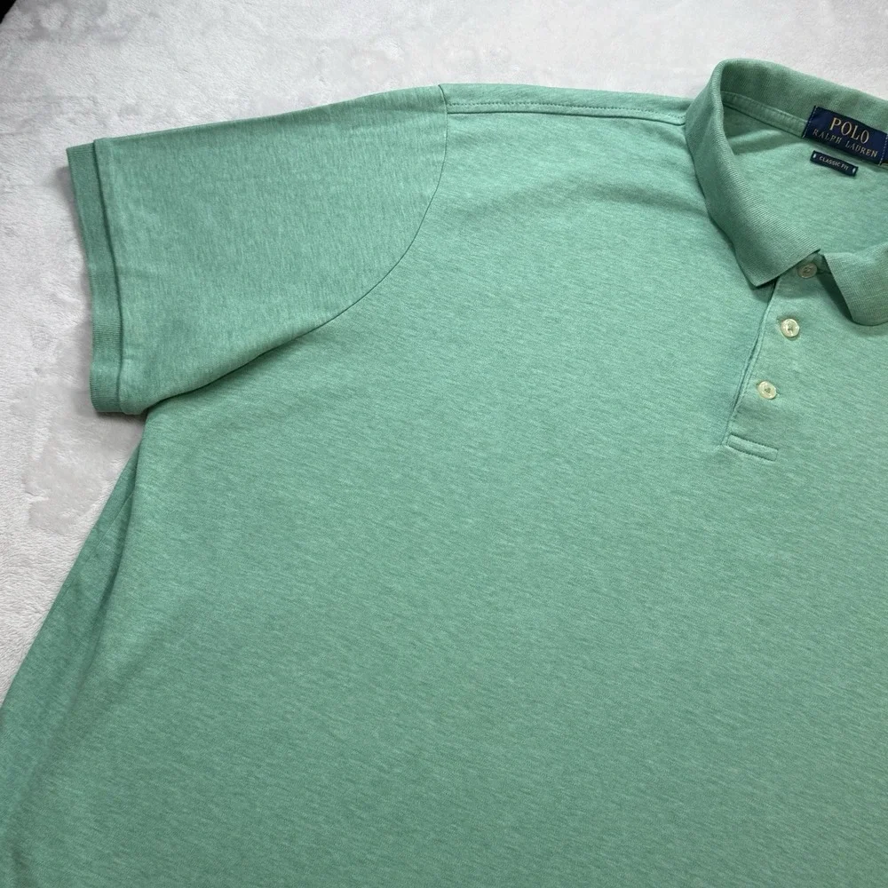 Polo Ralph Lauren Classic Fit Polo Shirt XL Green Heather Big Pony Golf Cotton
